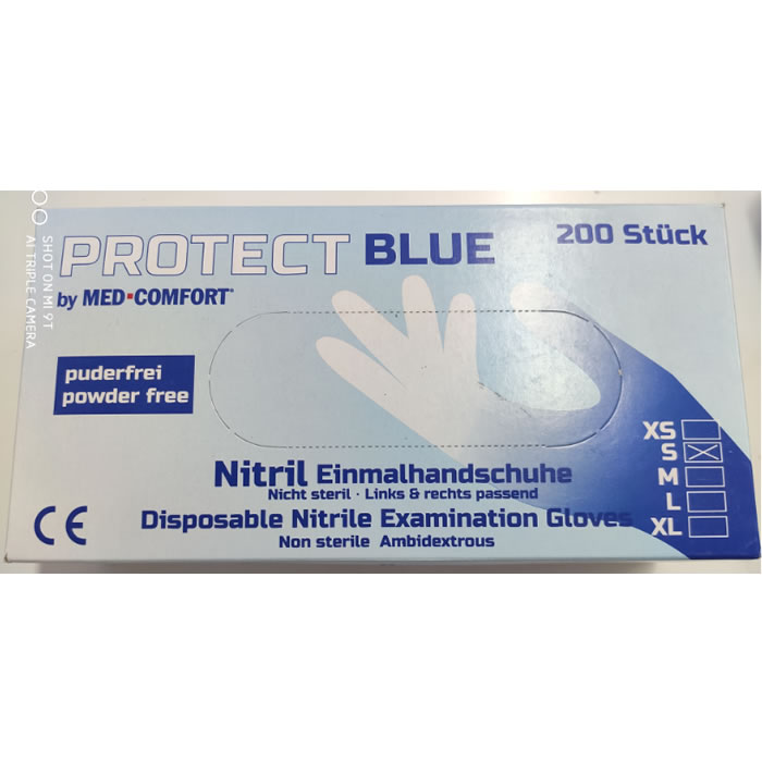 Protect Blue Nitrilo Gloves 200 vienības S izmērs