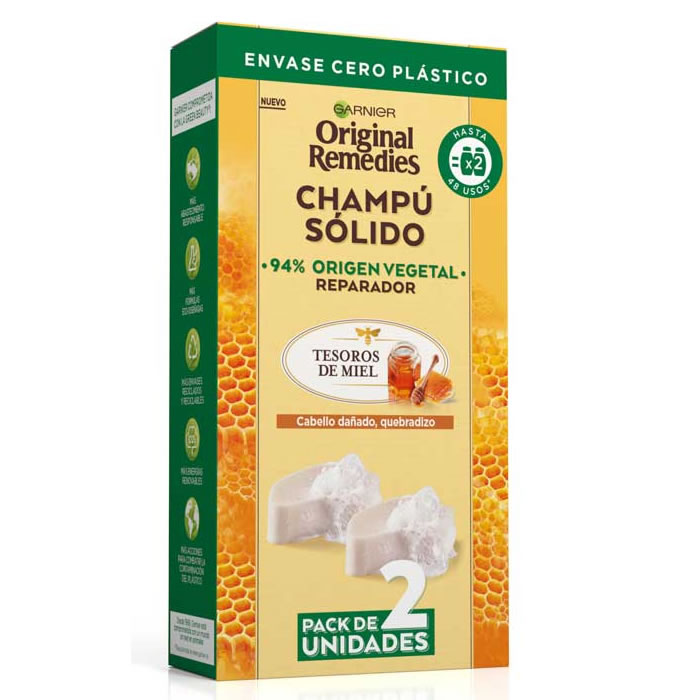 Garnier Originele Remedies Champú Sólido Cabello Dañado Quebradizo 2 x 60 g