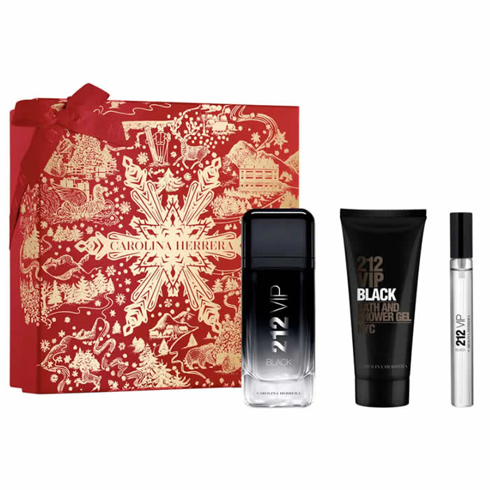 Carolina Herrera 212 Vip Black Men Eau De Parfum Spray 100 ml doos 3 producten