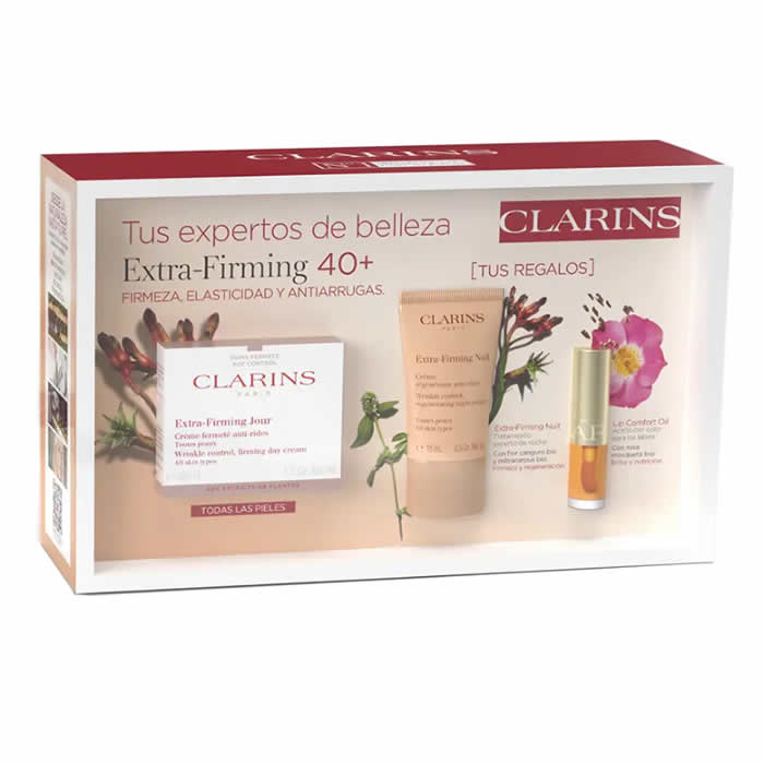 Conjunto Clarins Extra Firming Dia T-P 50ml Extre Firm Noche T-P 15ml Lip Con 1,4ml@
