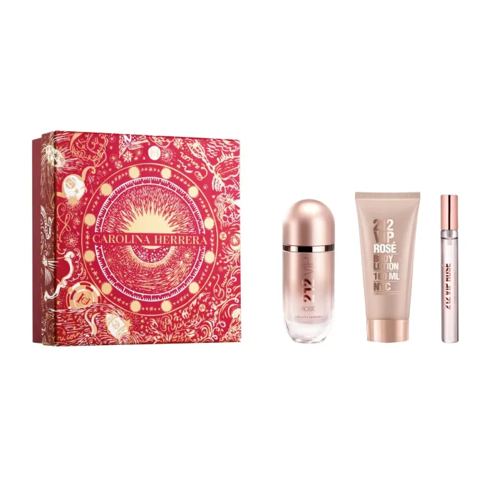 [344354] Carolina Herrera 212 Vip Rose Eau De Parfum Spray 80ml Set 3 Parti Christmas 2023