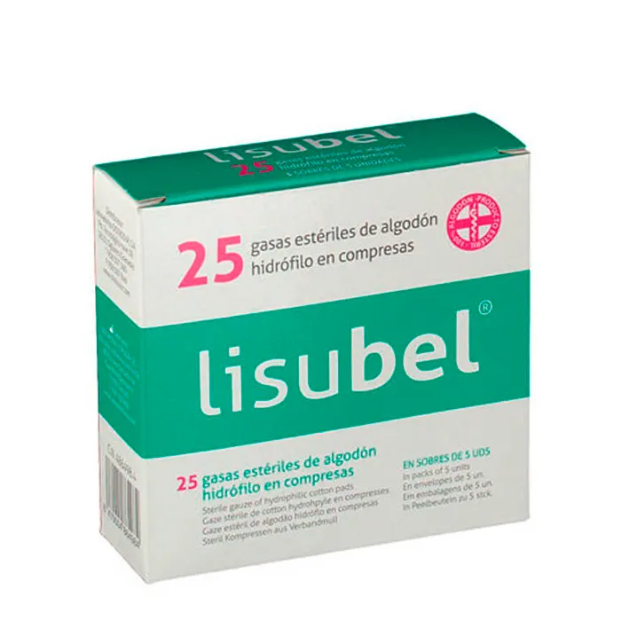 Lisubel Gasas Estériles Algodón Hidrófilo Compresas 25U
