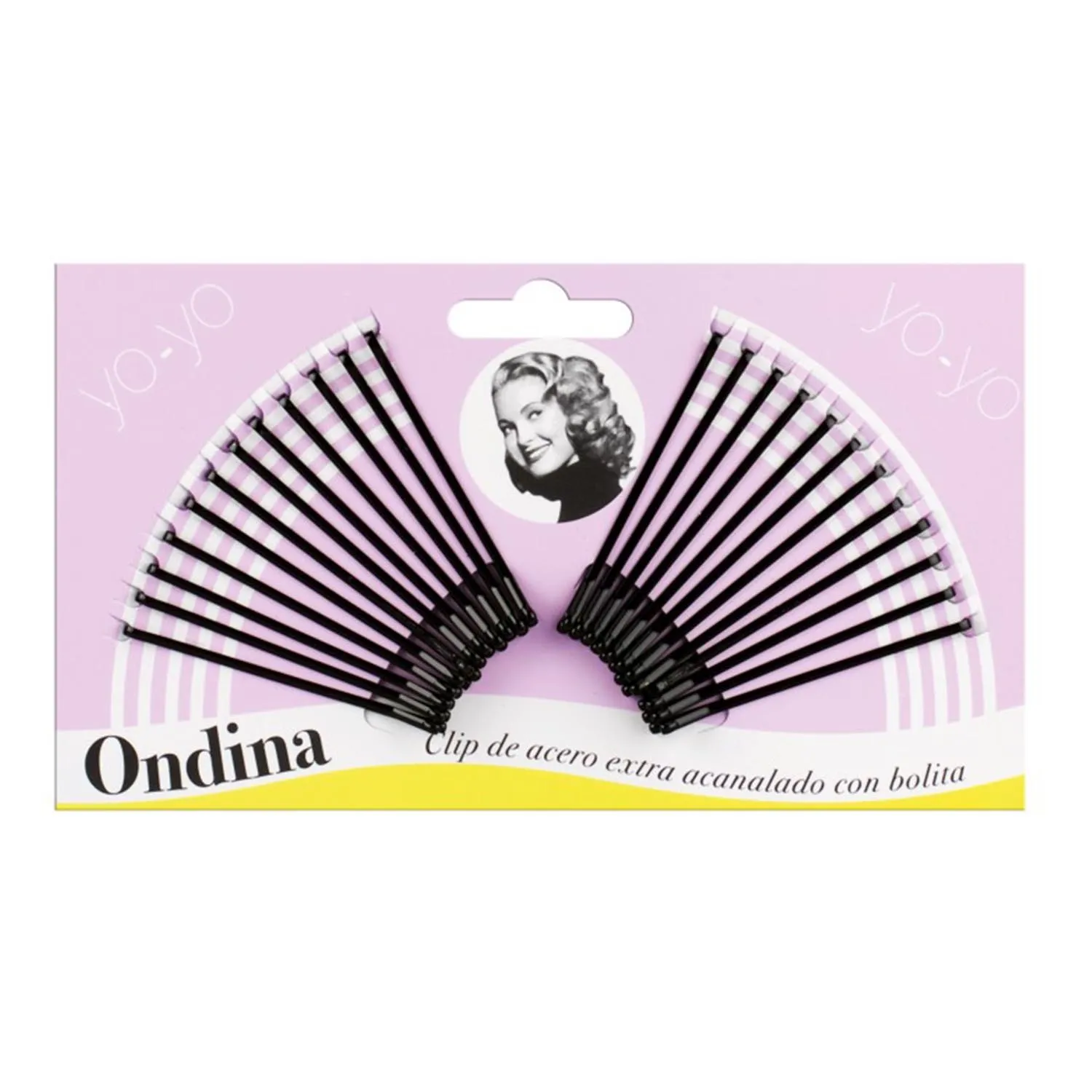 [359587] Eurostil Acanalado Clips Acero Con Bolita Negra 50mm Pack 1un