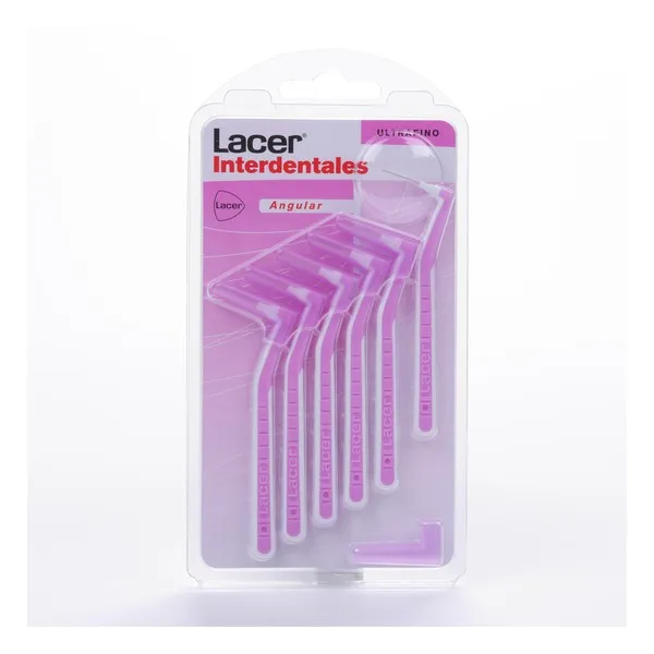 [49528] Lacer Brossettes Interdentaires Angulaires Extra Fines Roses 6 Unités
