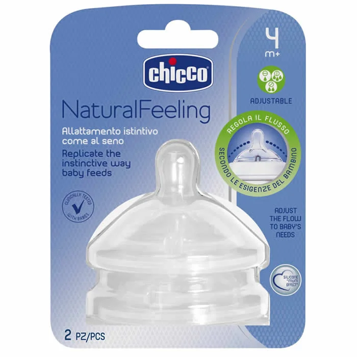 Chicco Tetina NaturalFeeling 4m+ Flujo Medio Ajustable Rapido Y Papilla 2 Unidades