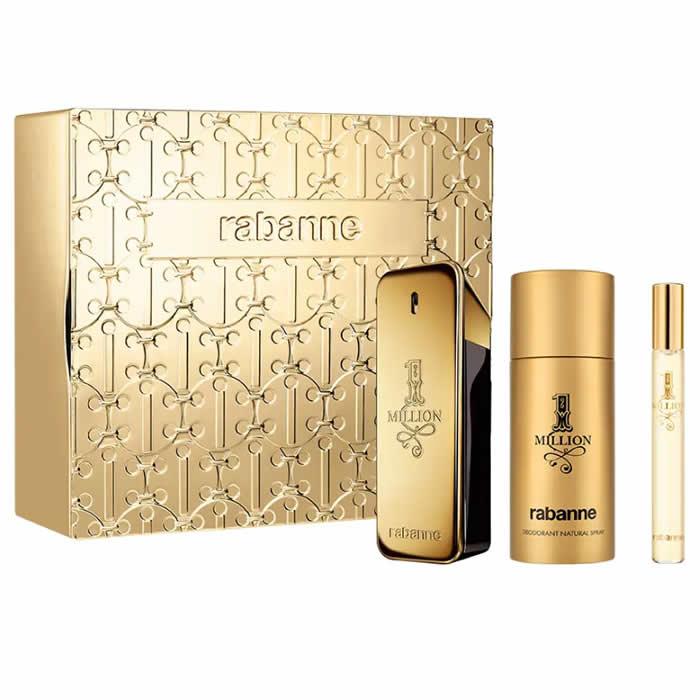  Paco Rabanne 1 Million Eau De Toilette Spray 100ml Confezione da 3 Prodotti
