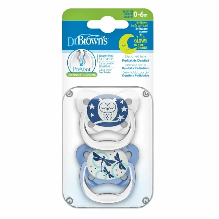 Dr. Brown's Chupete Prevent Nocturno Azul 0-6M