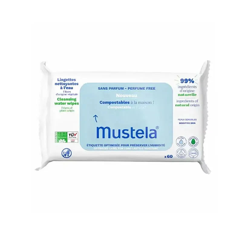 [359242] Mustela Lingettes Biodégradables 60 Unités