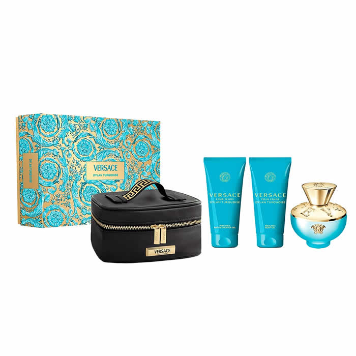 Versace Dylan Torquoise Eau De Toilette Spray 100ml Confezione da 4 Prodotti