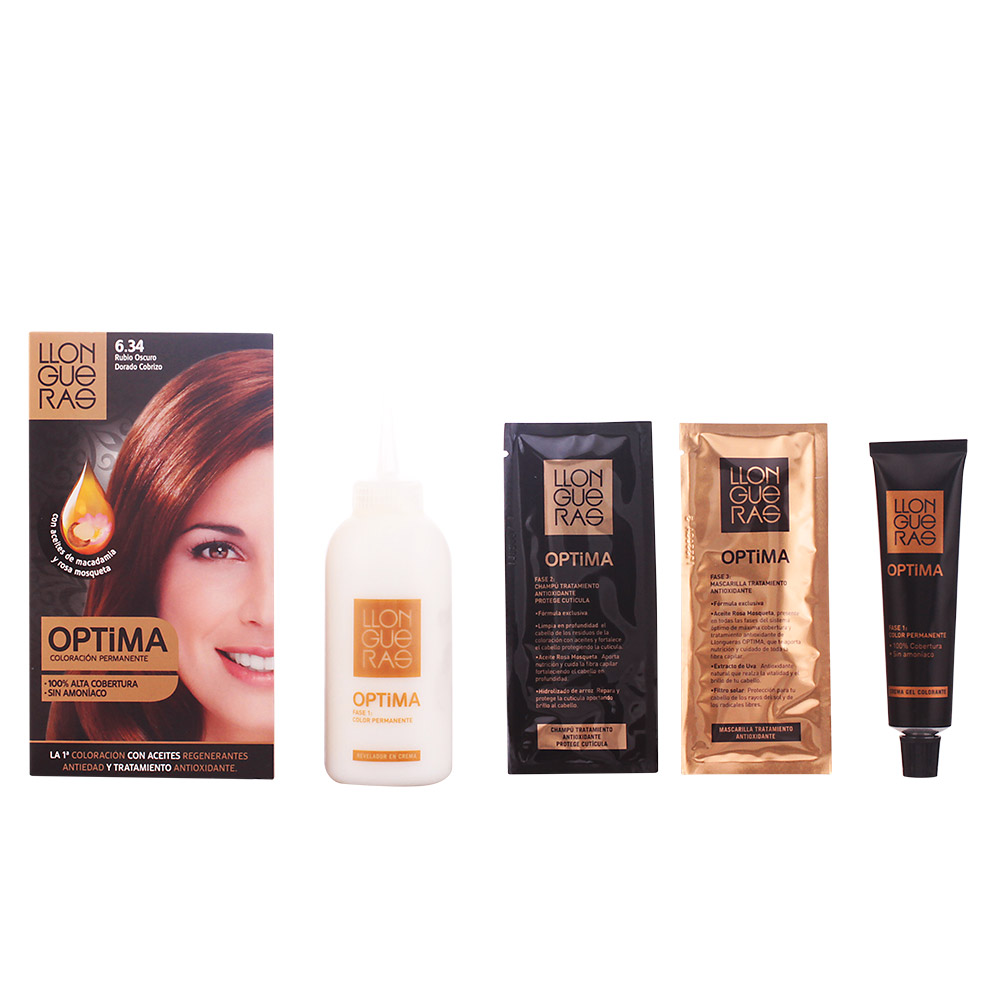 Llongueras Optima Permanente Haarfarbe ohne Ammoniak 6,34 Dunkelgoldenes Kupferblond