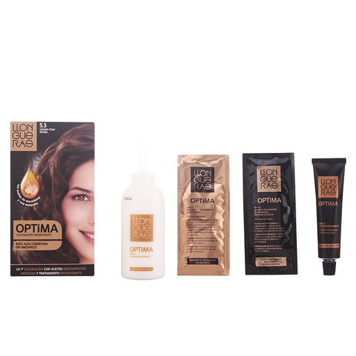 [69590] Llongueras Optima Cor Permanente de Cabelo Sem Amônia 5.3 Castanho Dourado Claro