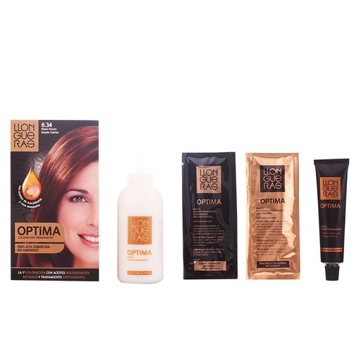 [70117] Llongueras Optima Permanente Haarfarbe ohne Ammoniak 6,34 Dunkelgoldenes Kupferblond
