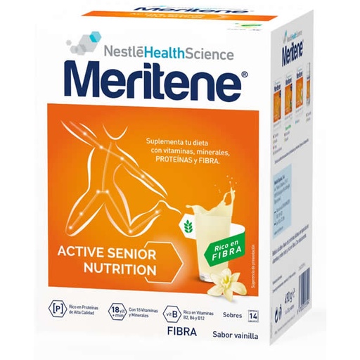 [82493] Meritene Active Senior Nutrition Batido Sabor Vainilla Rico En Fibra 14 Sobres