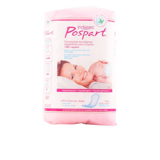 [85377] Compresse tocologiche Indasec Pospart 100% cotone 12 unità