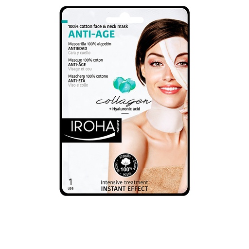 [94418] Iroha Nature Bombažna maska ​​za obraz in vrat s kolagenom proti staranju 1 enota