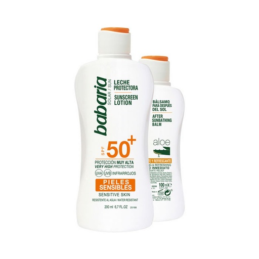 [140846] Babaria Sun losjon za zaščito pred soncem Spf50 Plus 200 ml, škatla z 2 izdelki