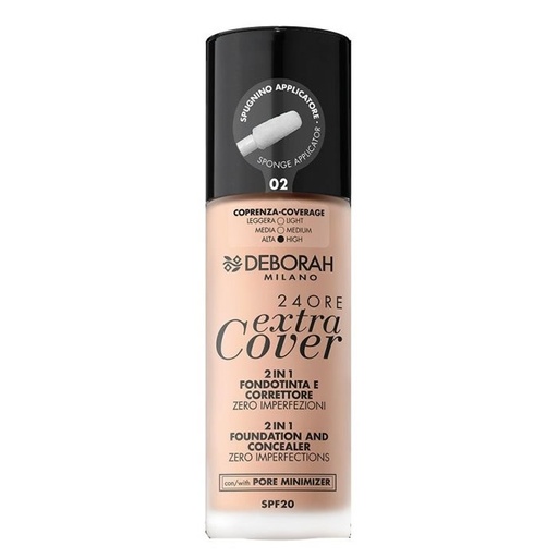 [170992] Deborah Milano 24 Ore Extra Cover 2v1 Spf20 02 30ml