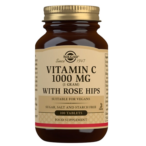 [223909] Solgar Vitaminas C 1 g 100 tablečių su erškėtuogėmis
