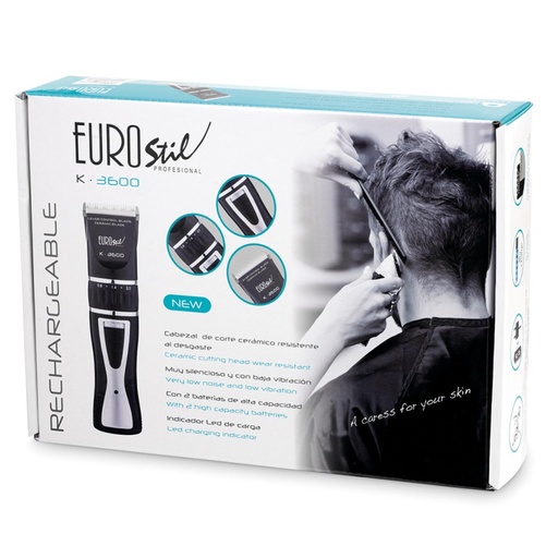 [276981] Eurostil Electrica K3600 Ceramico Recargable Maquina Cortapelo Cabello Negro Negro 5w 1un