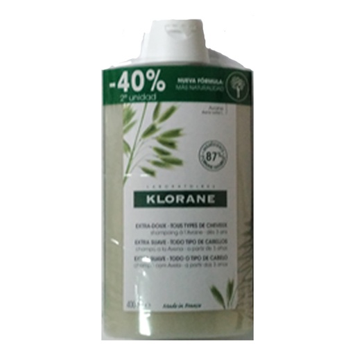 [280306] Klorane Champú Extra Suave Hafer 2x400ml