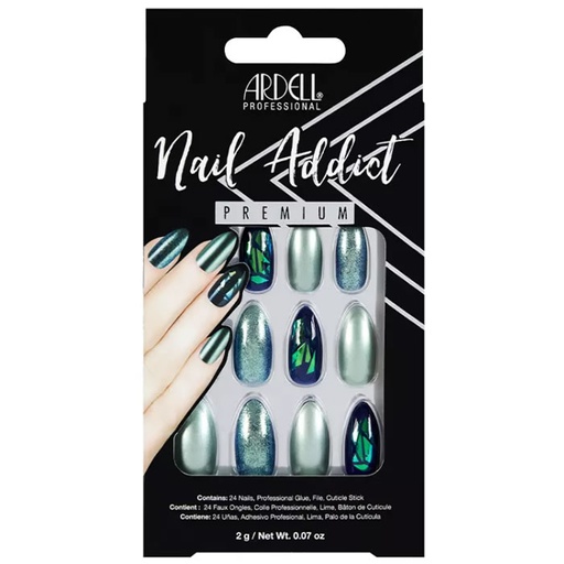 [292627] Ardell Nail Addict Green Glitter Chrome изкуствени нокти