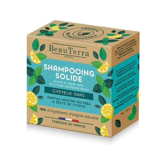 [333559] Beauterra Solide Champú De Menta y Cáscara De Limón 75 g