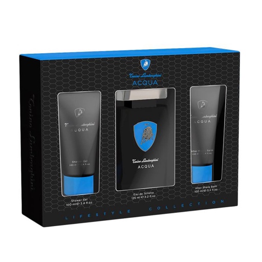[340794] Tonino Lamborghini Acqua Eau De Toilette 125ml Purškiamasis gelis De Baño 100ml Balsamo po skutimosi 100ml