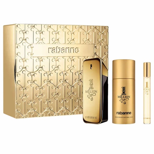 [371875]  Paco Rabanne 1 Million Eau De Toilette Spray 100ml Confezione da 3 Prodotti
