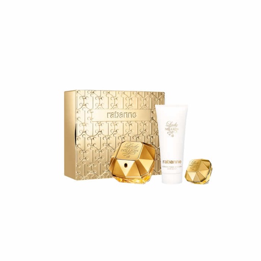 [371889] Paco Rabanne Lady Million Eau De Parfum Spray 80ml Confezione da 3 Prodotti