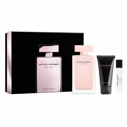 [346292] Narciso Rodriguez For Her parfumska voda v razpršilu 100 ml Škatla s 3 izdelki