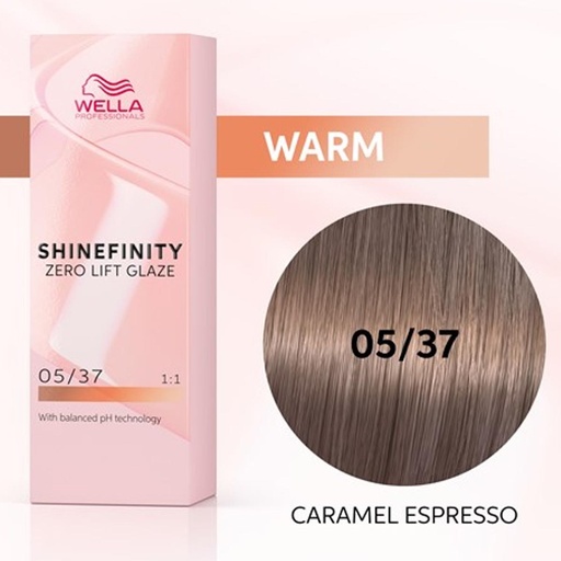 [370917] Wella Shinefinity Zero Lift Glaze Tinte 05-37 Caramel Espresso 1un