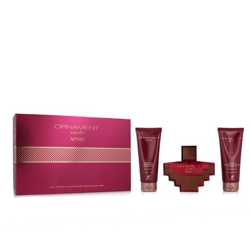 [375547] Afnan Ornament Purple Allure parfémovaná voda 100ml Gel De Baño 100ml Locion Corporal Parfumada 100ml