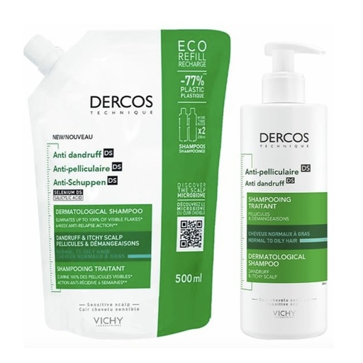 [333872] Vichy Dercos Vette Anti-Roos Shampoo 400ml + Navulling 500ml