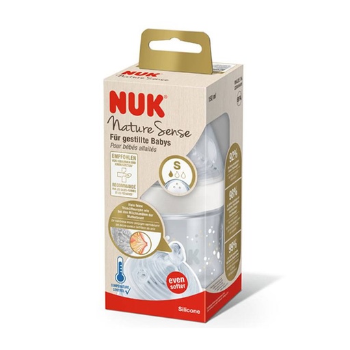 [342537] Nuk Nature Sense TC Стъклена бебешка бутилка 0-6S 120 мл