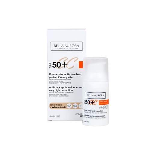 [94171] Bella Aurora CC Anti-vlekkencrème Spf50 medium toon 30 ml