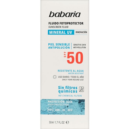[297751] Babaria Sun Mineral Fotoprotector Gesichtsflüssigkeit Spf50 50 ml