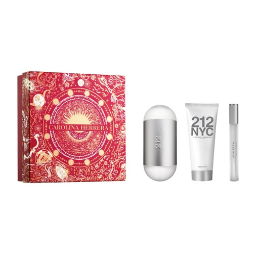 [344350] Carolina Herrera 212 Nyc Eau De Toilette Spray 100ml Æske med 3 produkter Julen 2023