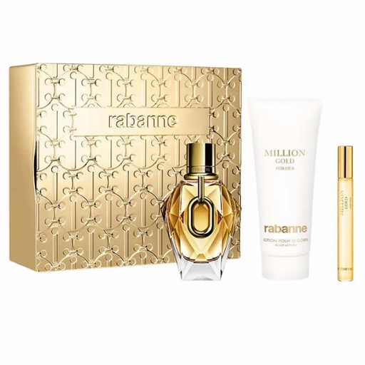 [371891] Rabanne Million Gold For Her Eau De Parfum Spray 90ml Box 3 Products